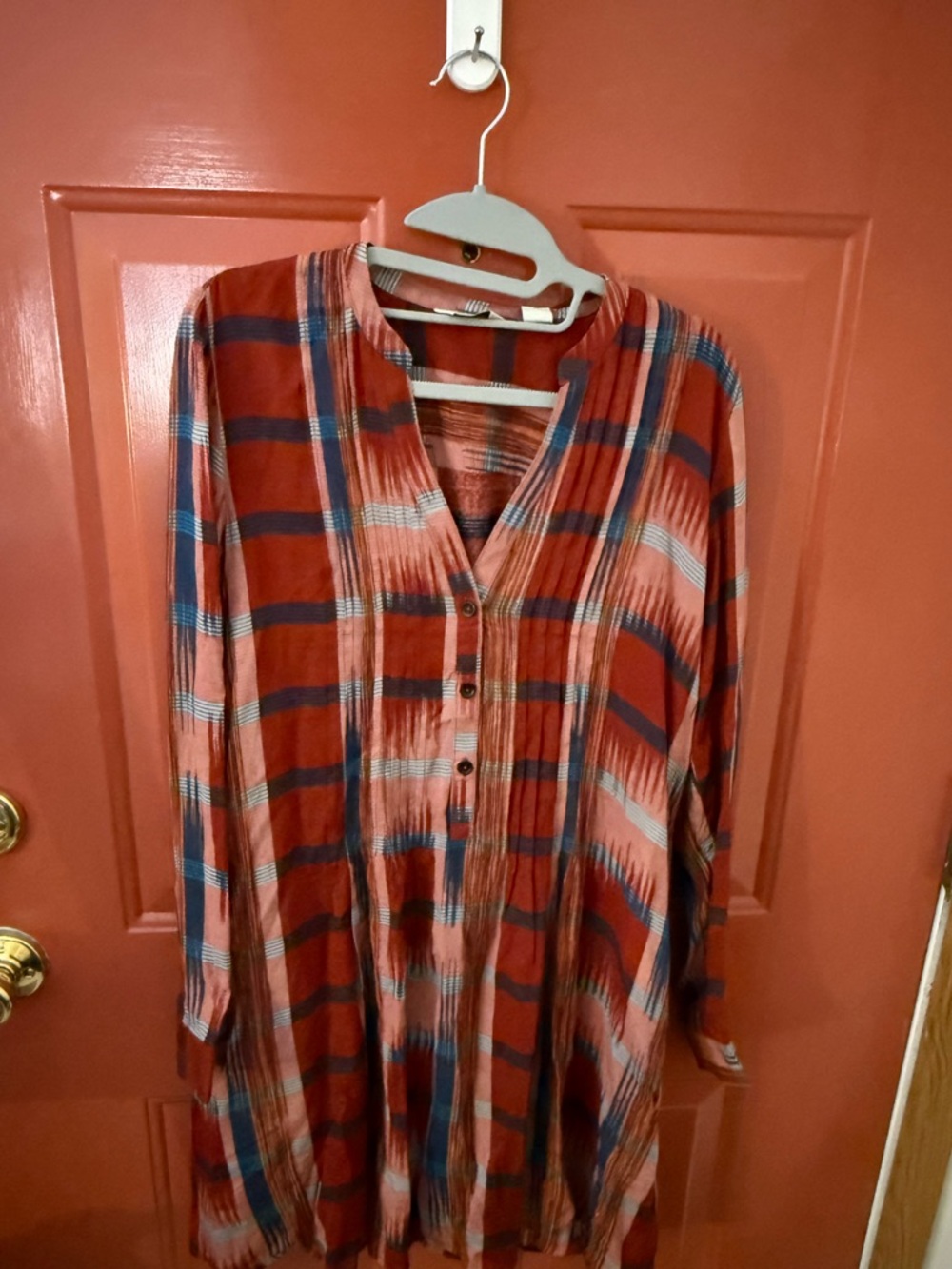 11:11 T Y L H O Plaid Button-Front dress in Red and Blue